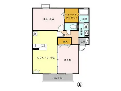 ビルヌーヴ A(2LDK/2階)の間取り写真