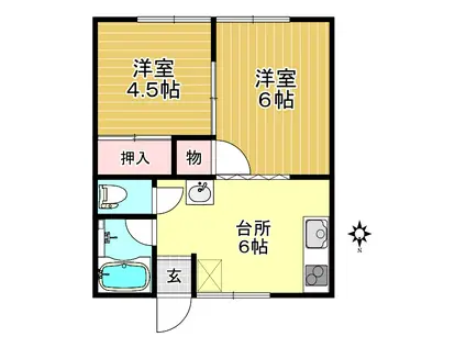 ニューライフ大内野I(2DK/1階)の間取り写真