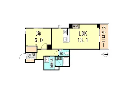 シャーメゾンガーデンズ夙川松園町(1LDK/2階)の間取り写真