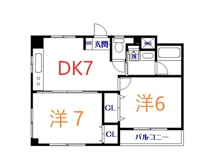 ユーコーポ(2DK/4階)の間取り写真