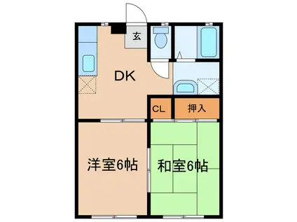 リベルテ(2DK/1階)の間取り写真