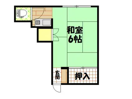 常盤荘(ワンルーム/2階)の間取り写真
