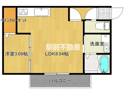 MH津福本町(1LDK/3階)の間取り写真