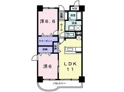 マンショングランデカナバ(2LDK/2階)の間取り写真