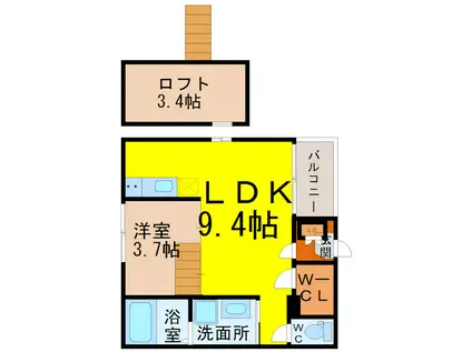 ハーモニーテラス T.H(1LDK/2階)の間取り写真