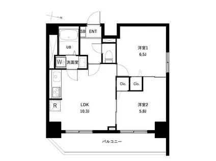 アーバンパーク扇大橋(2LDK/9階)の間取り写真