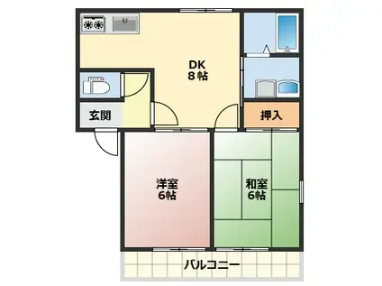 ハミングかんなみ(2DK/1階)の間取り写真