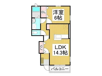 メルティー・アイIIB(1LDK/1階)の間取り写真