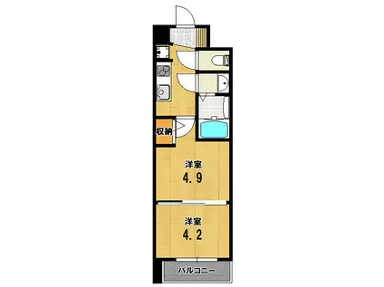 エステムコート京都二条(2K/3階)の間取り写真