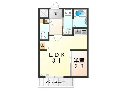 シーエムトワ(1LDK/1階)の間取り写真