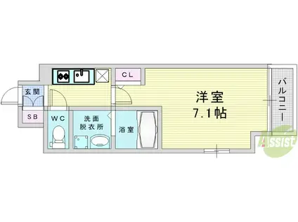 サムティ福島RUFLE(1K/2階)の間取り写真