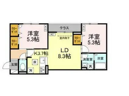 セレスティア江戸川III(2LDK/1階)の間取り写真