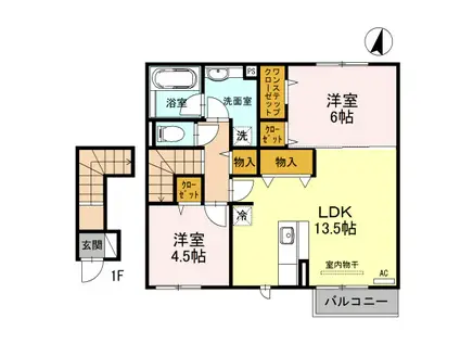 ＪＲ北陸本線 長浜駅 徒歩41分 2階建 築11年(2LDK/2階)の間取り写真