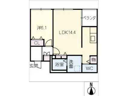 CALM SEIS(1LDK/2階)の間取り写真
