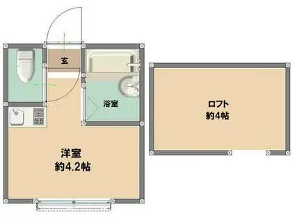 フラワーキャッスル(ワンルーム/2階)の間取り写真