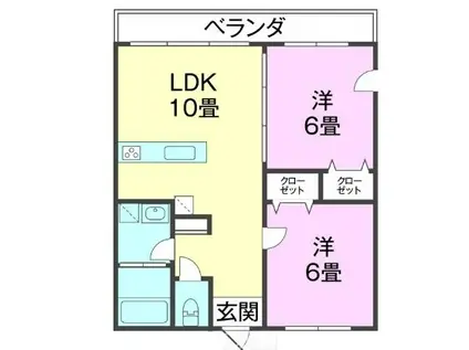 GRANDIOS前原(2LDK/1階)の間取り写真