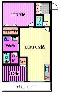 DREAMRESIDENCETOKIWA(2LDK/2階)の間取り写真