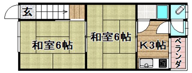 第5寿コーポ(2K/2階)の間取り写真