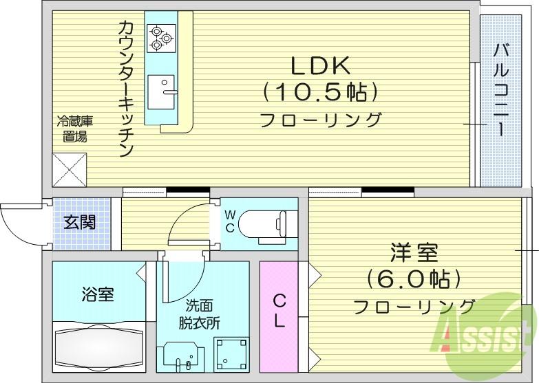 クオリア(1LDK/1階)の間取り写真