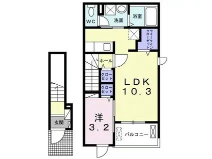 アクアプラ末武上 II(1LDK/2階)の間取り写真