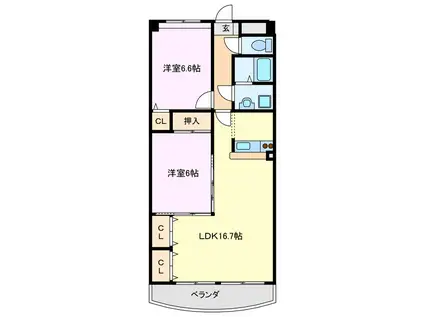 マッシモグローリア(2LDK/4階)の間取り写真