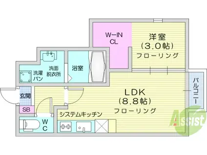 愛友・太子堂(1LDK/1階)の間取り写真