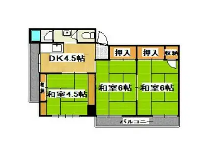 富士マンション(3DK/4階)の間取り写真