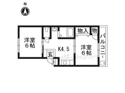 グリーンハイム(2DK/3階)の間取り写真