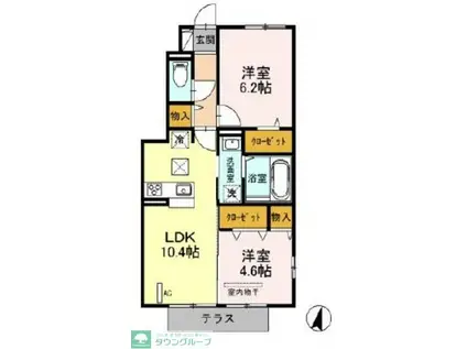 グランデⅡ(2LDK/1階)の間取り写真