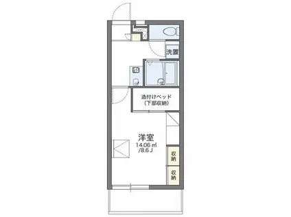 レオパレスクレベール(1K/1階)の間取り写真