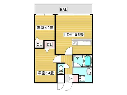 ふぁみーゆ千林(2LDK/8階)の間取り写真