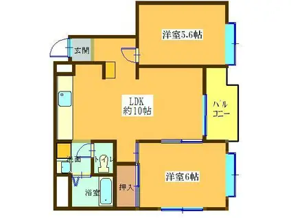 サンコーポ平塚(2LDK/2階)の間取り写真