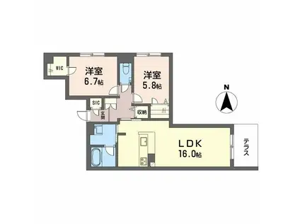 SHAMAISON KIRSCHE(2LDK/1階)の間取り写真