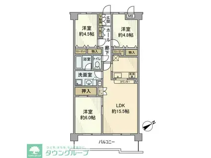 グリーンビレッジ姉ヶ崎(3LDK/2階)の間取り写真