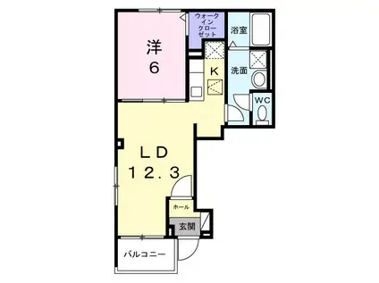 グラン・シャトー武蔵嵐山A(1LDK/1階)の間取り写真
