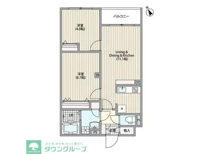 エルファーロ三軒茶屋VI(2LDK/2階)の間取り写真