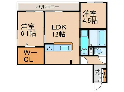 グランヴェールVI(2LDK/2階)の間取り写真