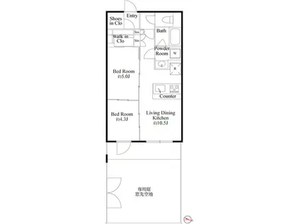 ラ・ミアカーサ東中野(2LDK/1階)の間取り写真