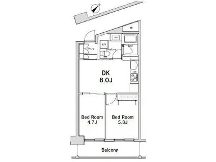 ソサエティ蔵前(2DK/11階)の間取り写真