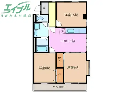 ライラック正和台B棟(3LDK/2階)の間取り写真