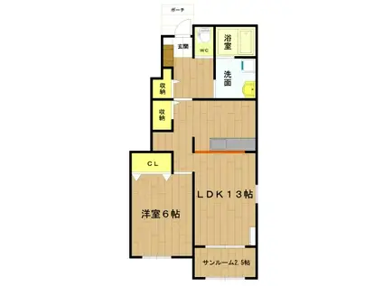 IHANA II(1LDK/1階)の間取り写真