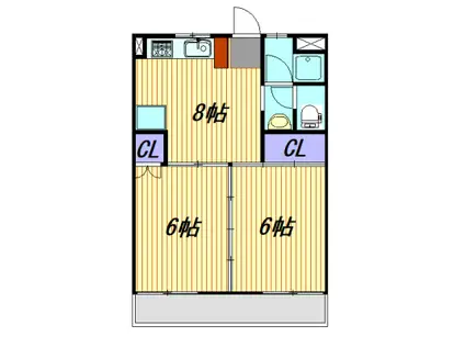 日和マンション(2DK/2階)の間取り写真