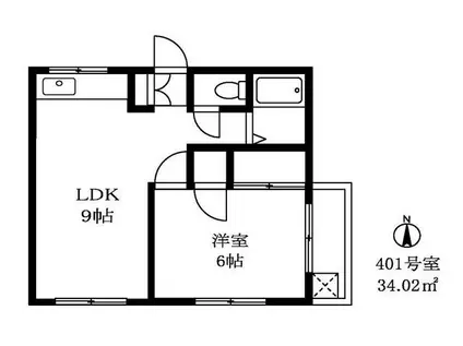 カーサ東向島(1LDK/4階)の間取り写真