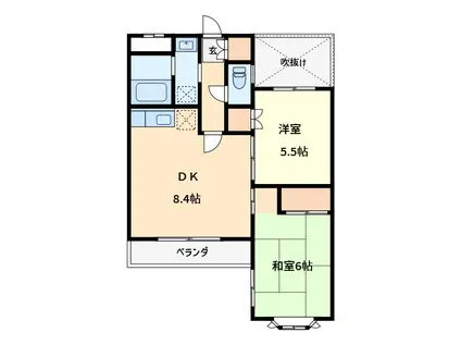 コーラルスターガーデン(2DK/3階)の間取り写真