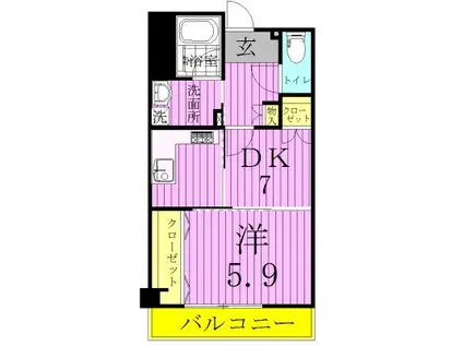 コーポレート竹の塚二丁目(1DK/4階)の間取り写真