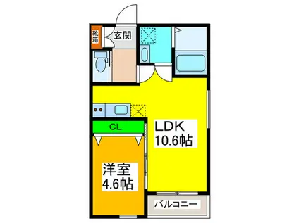 イリスコート鳳東町(1LDK/2階)の間取り写真