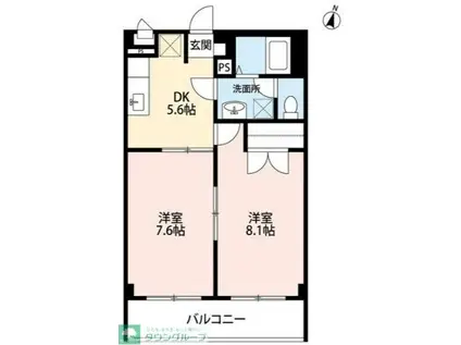 アンプルール フレア(2DK/1階)の間取り写真