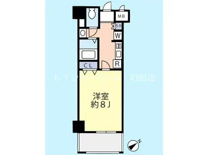 グランヴァンウエストヴィル町田(1K/4階)の間取り写真