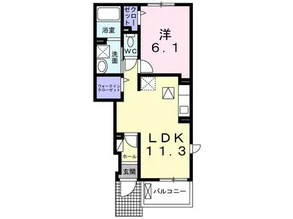 ヴィラ・エスペランサI(1LDK/1階)の間取り写真