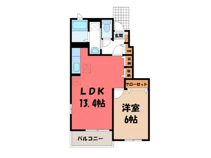 カリーノ(1LDK/1階)の間取り写真